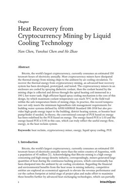 Capa do documento PDF - Recuperação de Calor da Mineração de Criptomoedas via Arrefecimento por Aspersão Líquida: Uma Análise Técnica e de Exergia